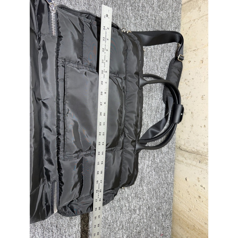 Black Quilted Puffer Tote Bag Weekender Crossbody with Trolley Sleeve Travel Bag - Picture 6 of 10